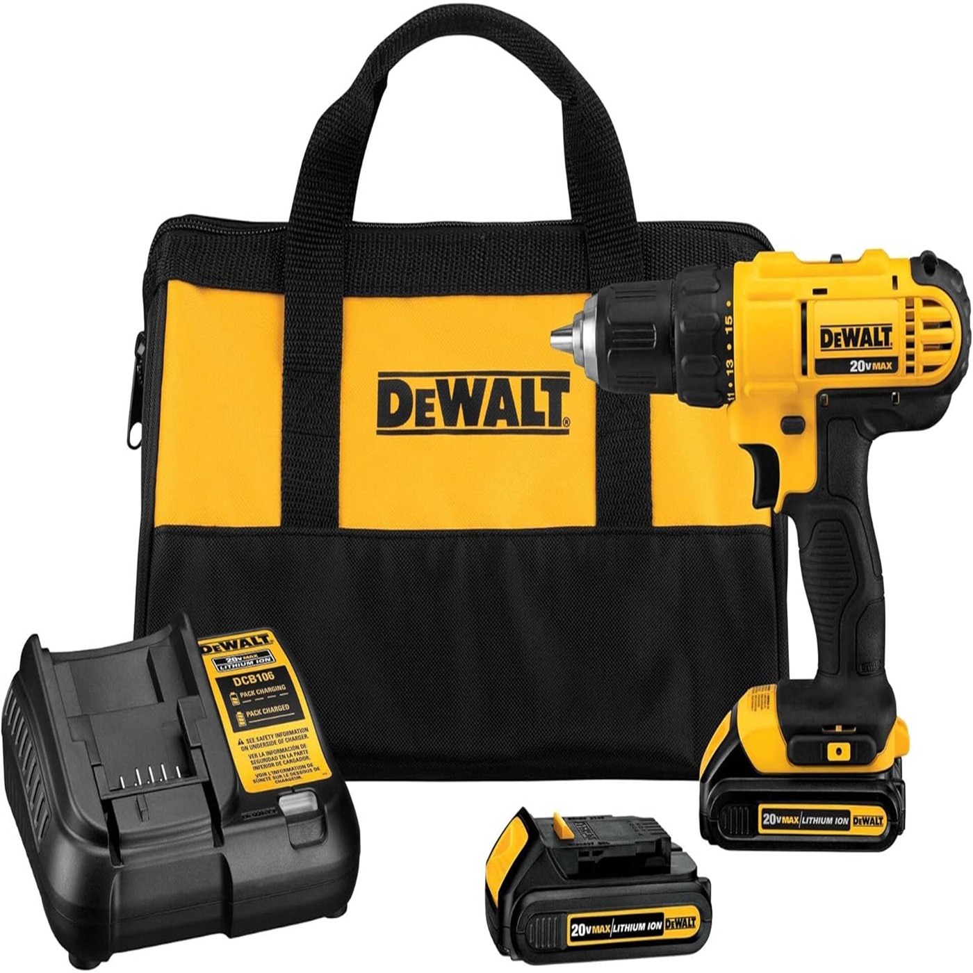 ست دریل/پیچ‌گوشتی شارژی DEWALT 20V Max مدل DCD771C2